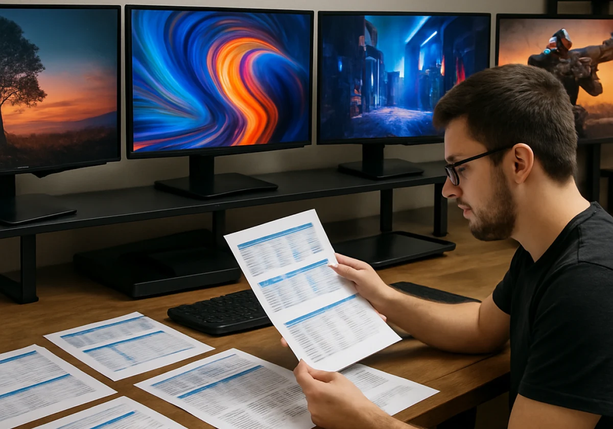 Tech enthusiast seated at a desk in a home office
